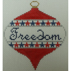 KKO247C freedom bauble with stars on red 3.75 x 3.5