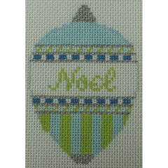 KKO250A noel bauble blue and green 3.5 x 2.5