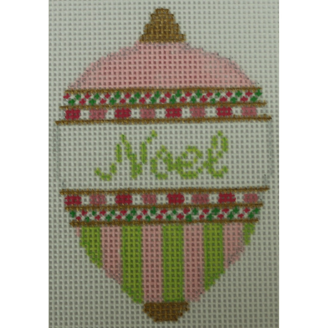KKO250B noel bauble pink and green 3.5 x 2.5