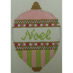 KKO250B noel bauble pink and green 3.5 x 2.5