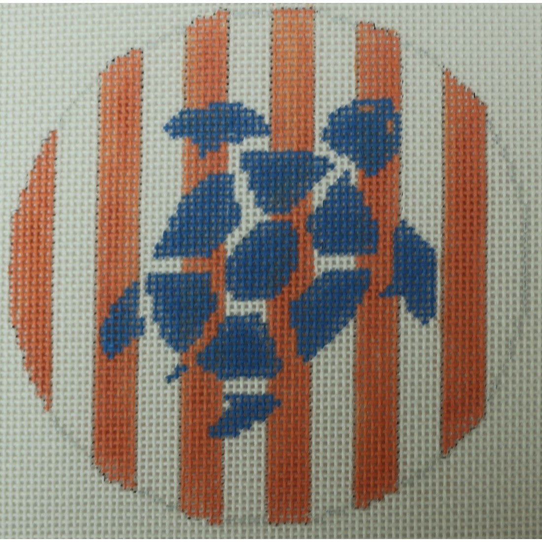 KKO254B sea turtle on coral stripes 4" round