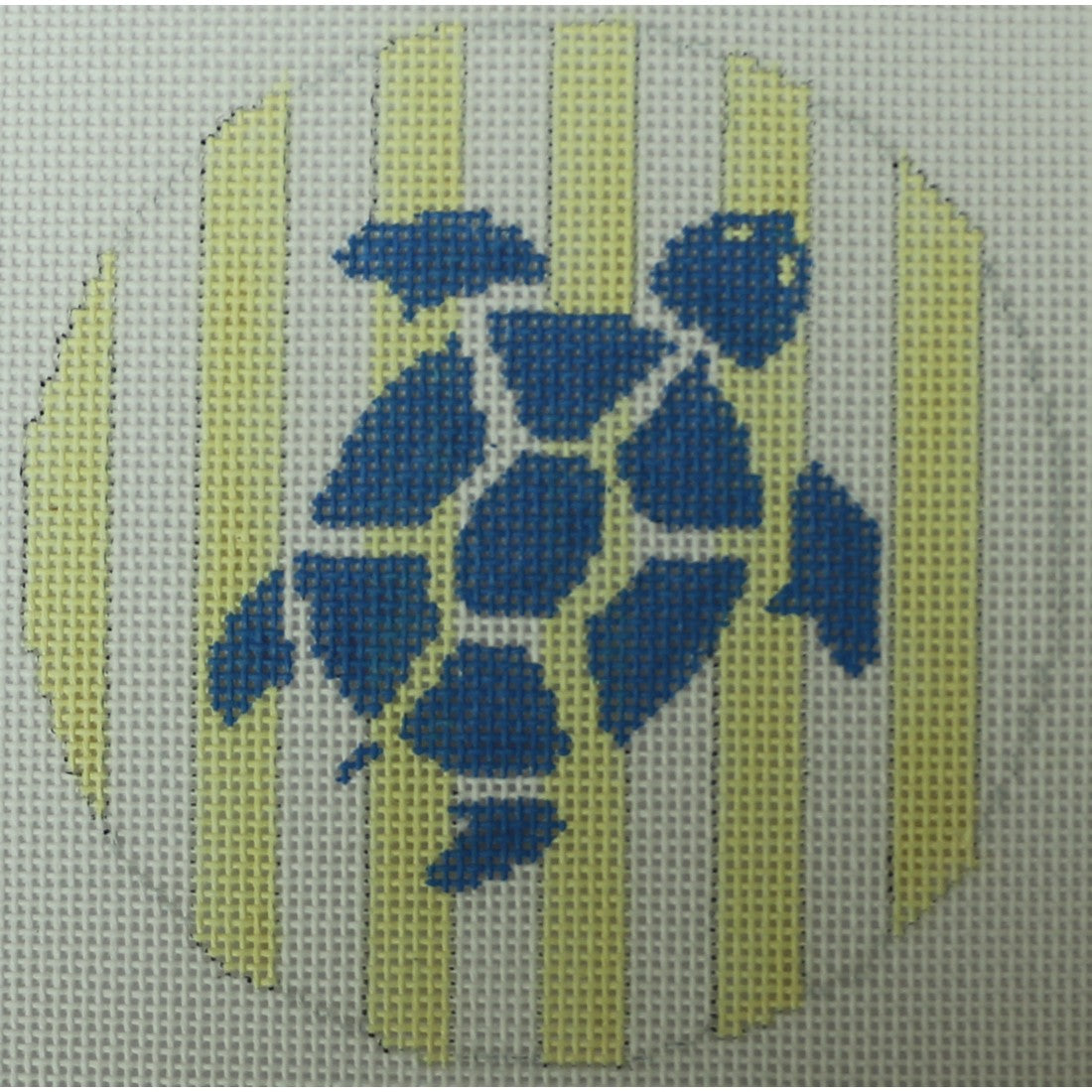 KKO254D sea turle on yellow stripes 4" round