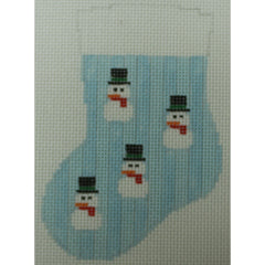 KKO255B snowmen on blue stripes 4.375 x 3