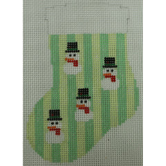 KKO255C snowmen on green stripes 4.375 x 3