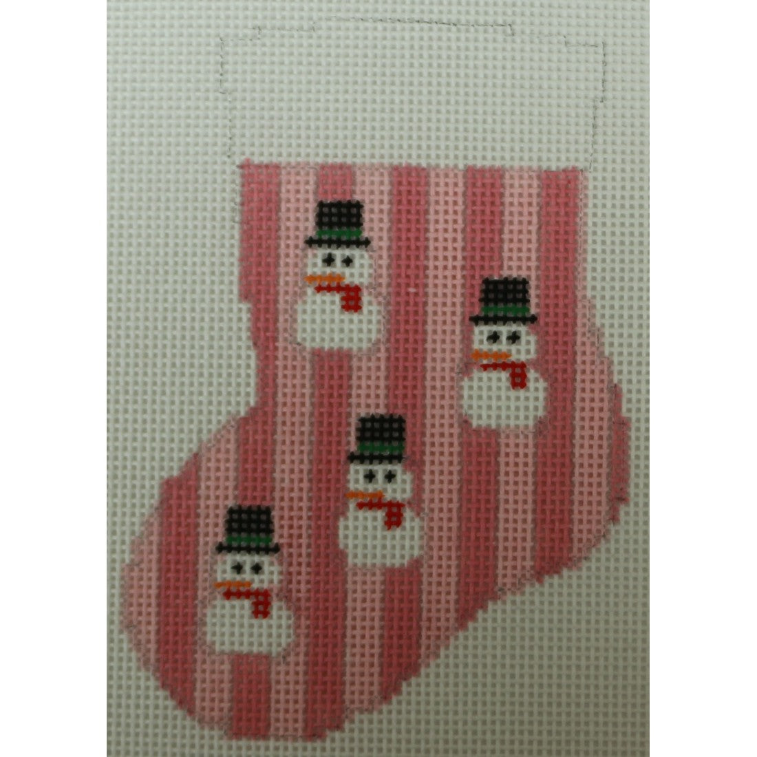 KKO255D snowmen on pink stripes 4.375 x 3