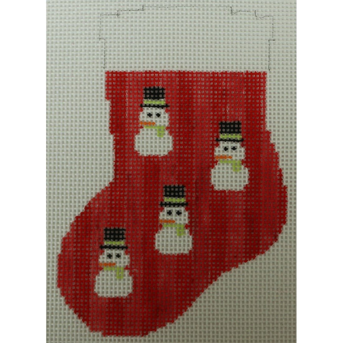 KKO255E snowmen on red stripes 4.375 x 3