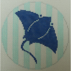 KKO256A sting ray on blue stripes 4" round