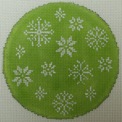 KKO259A snowflakes on lime 4 in 18
