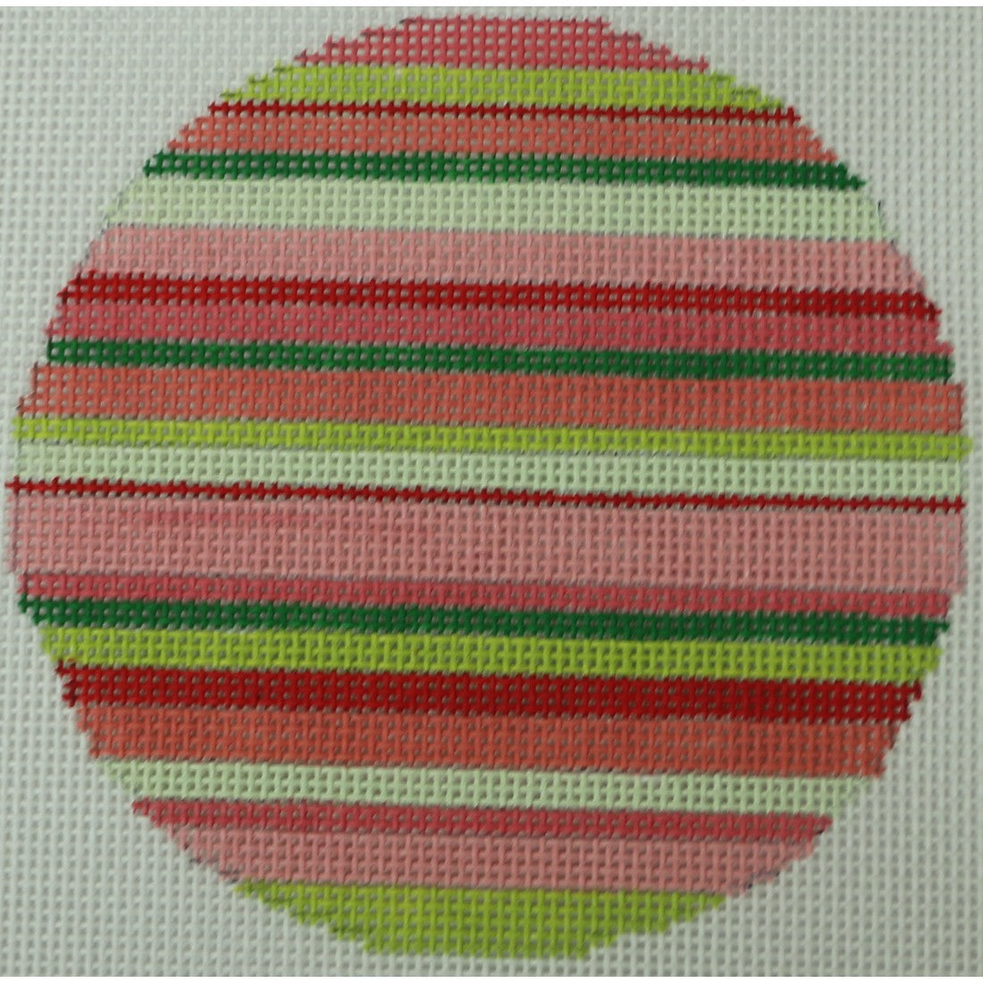 KKO263 pink and green stripes ornament 4" round