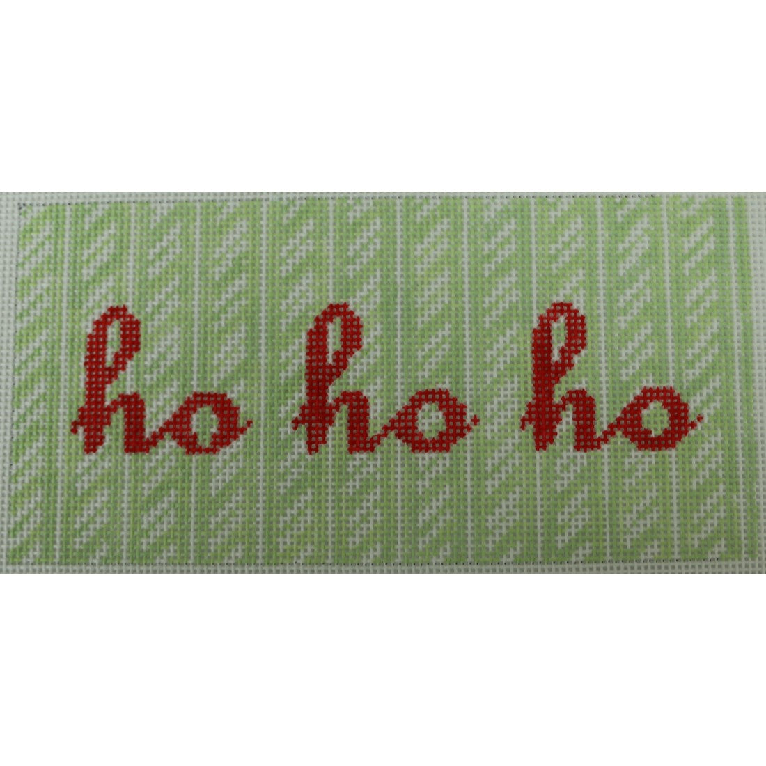KKSG45C ho ho ho in red on green candy cane with green and white stripes 6.25 x 3
