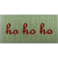 KKSG45C ho ho ho in red on green candy cane with green and white stripes 6.25 x 3