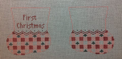 CO317 Gingham Baby's 1st Christmas Booties - Pink