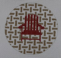 KKNTO5 Adirondack Chair on Checks - Red and Khaki 3" Round