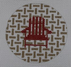 KKNTO5 Adirondack Chair on Checks - Red and Khaki 3" Round