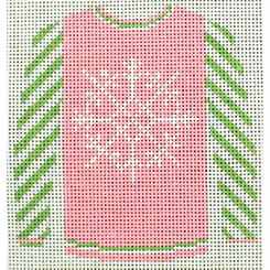 KKO199AN Snowflake on Pink with Green Sleeves Sweater 3.625 x 3.75