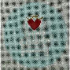 KKO223 ADK with Small Heart on Light Blue 4" round