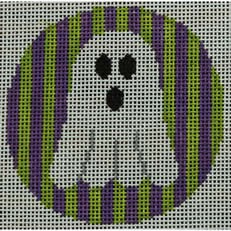 KKO229 ghost on purple and green stripes 18 ct 3 in round
