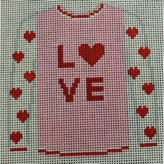 KKO237 love on pink sweater with heart sleeves3.75 x 3.265