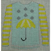 KKO240 umbrella with raindrops on blue sweater 3.75 x 3.265