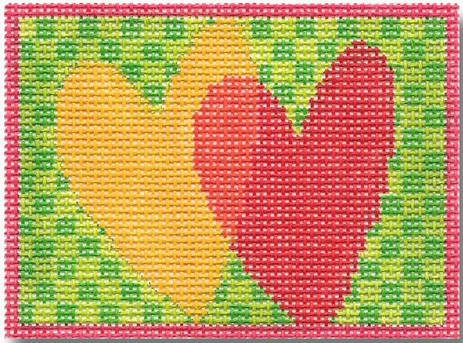 SA-XO51 Red and Orange Hearts on Checkerboard