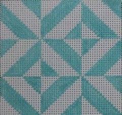 KKSS19 geometric diagonal stripe square - turquoise 3" Square