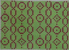 KKWCC11 wallet insert - geometric chain/circle/diamond pink on pale green 3.25 x 2.375