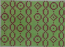 KKWCC11 wallet insert - geometric chain/circle/diamond pink on pale green 3.25 x 2.375