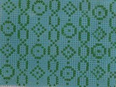 KKWCC13 wallet insert - geometric chain/circle/diamond green on turquoise 3.25 x 2.375