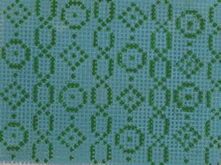 KKWCC13 wallet insert - geometric chain/circle/diamond green on turquoise 3.25 x 2.375