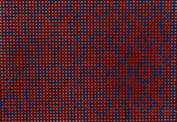 KKWCC14 wallet insert geometric chain/circle/diamond blue on red 3.25 x 2.375